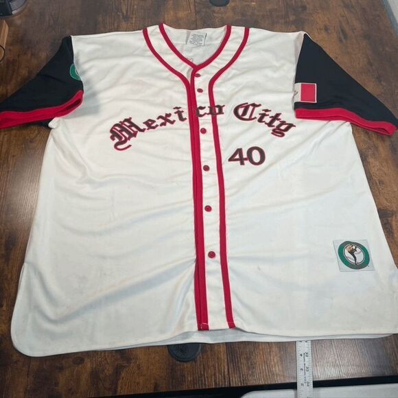 Mexico City Diablos #40 VIEJO LATINO‎ SEWN Button Up Baseball Jersey SZ 3XL RARE - Picture 1 of 11
